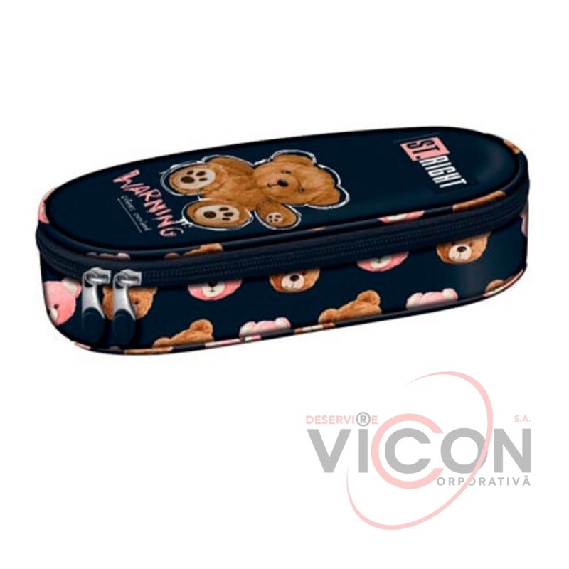 Жёсткий пенал St.Right с внутренним клапаном коллекция Teddy Bear PC01 размер 23x9 5x6 см.