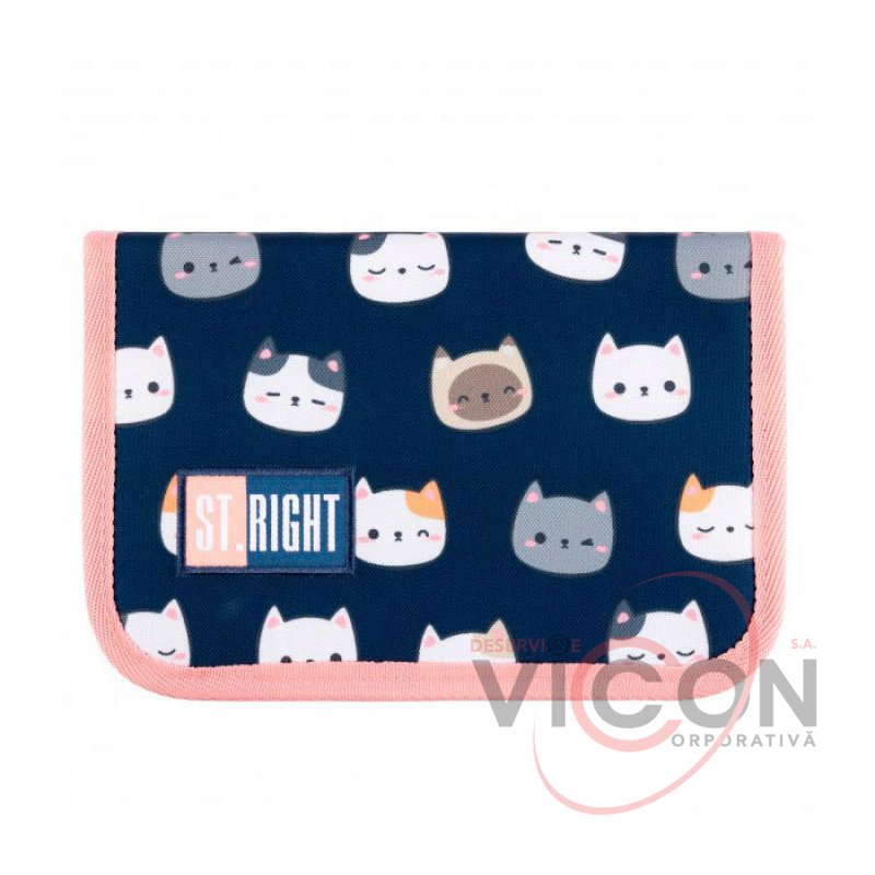 Пенал на 1 молнии и 2 раздела Необорудованный St.Right - Cute Kitties PC03 20 5x14x3 5 см