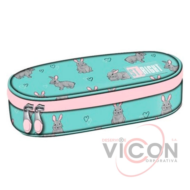 Жёсткий пенал St.Right с внутренним клапаном коллекция Grey Rabbits PC01 размер 23x9 5x6 см