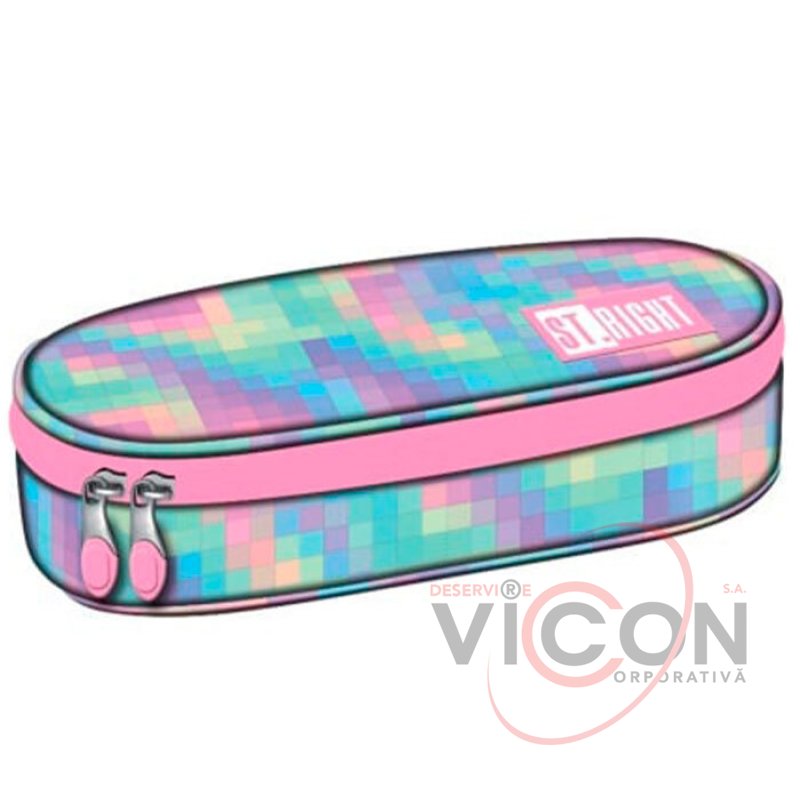 Жёсткий пенал St.Right с внутренним клапаном коллекция Pastel Pixels PC01 23x9 5x6 см.