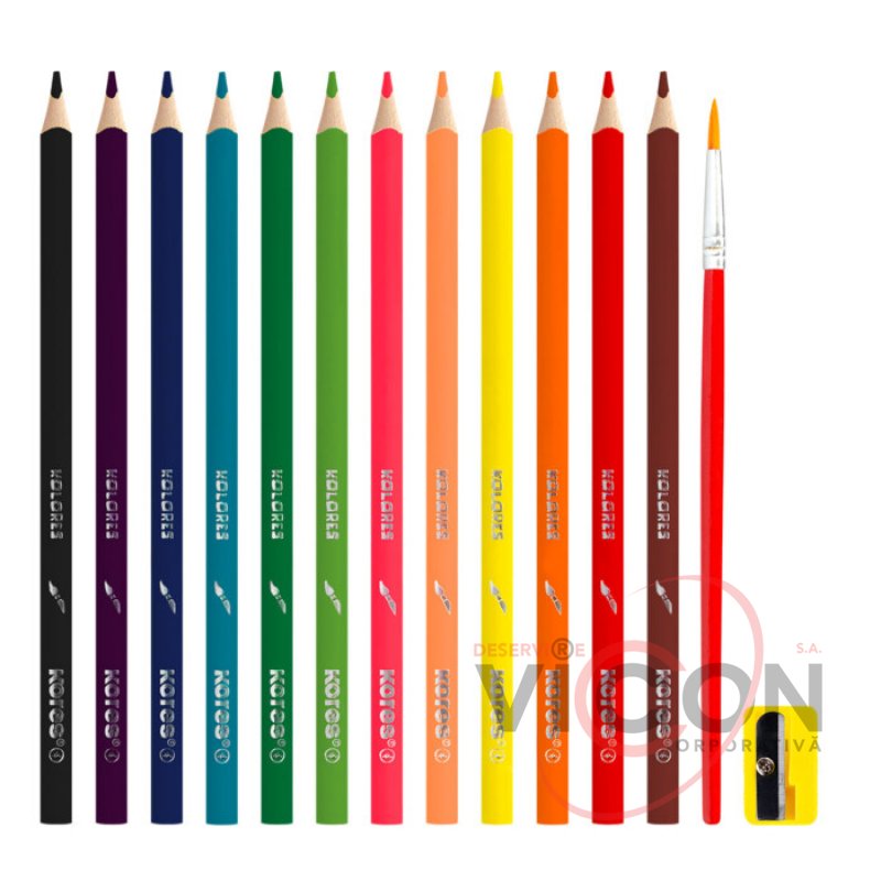 Creioane color Kores 12cul AKUARELLE (triunghi/+ascutitoare)
