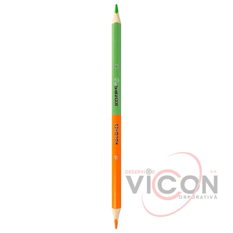 Creioane color Kores 12 culori, DUO (triunghiulare/+ascutitoare)