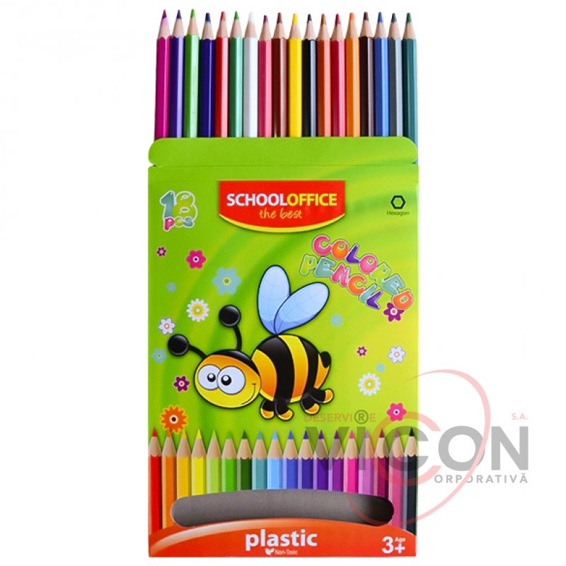 Creioane color 24 culori Schooloffice (plastic) SO32