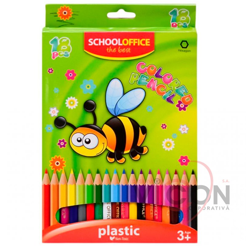 Creioane color 24 culori Schooloffice (plastic) SO32