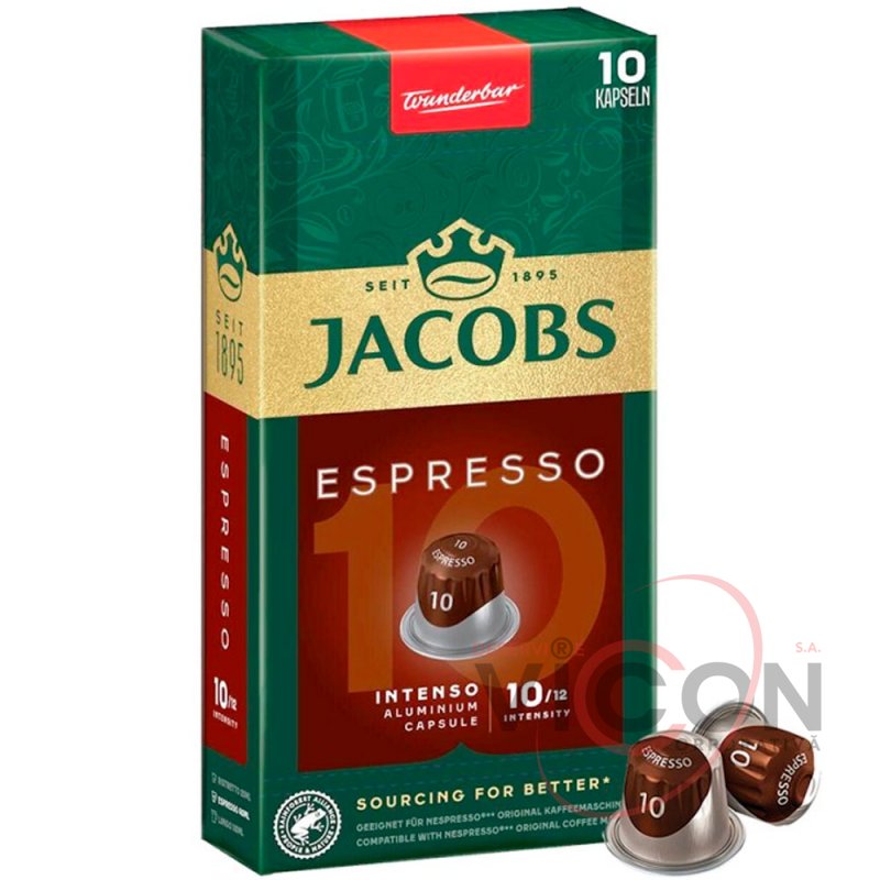 Капсулы для эспрессо с интенсивным вкусом Jacobs Espresso Intenso  №10, 10 капсул