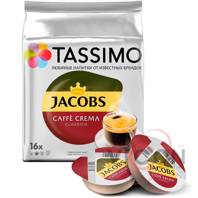Капсулы для кофе с кремом Jacobs Tassimo, 16 капсул