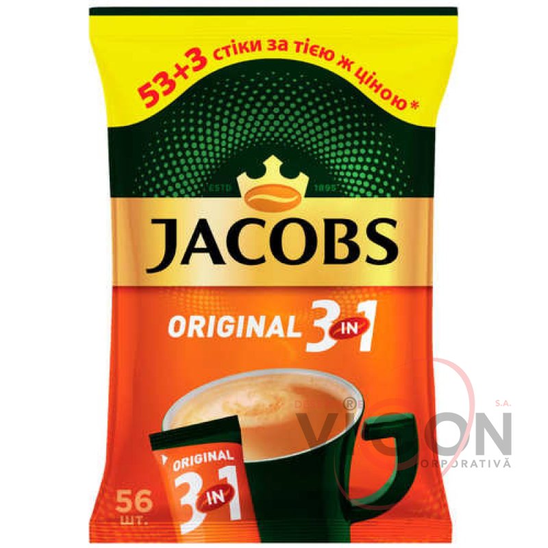 Быстрорастворимый кофейный напиток Jacobs Monarch 3-в-1 (56 стиков)
