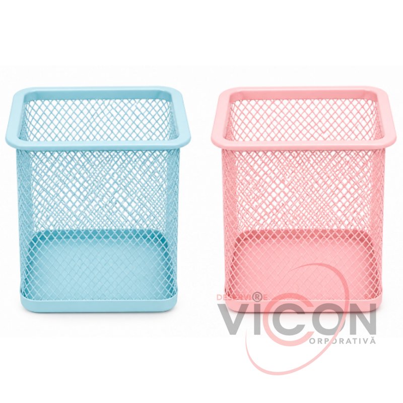 Suport metalic pentru pixuri, patrat, color, 8*8*9 cm, {ML130-24/26}