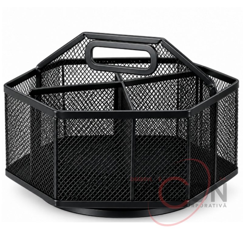 Organizator de birou rotativ din plasă metalică, hexagonal, 6 compartimente, (ML130-63)