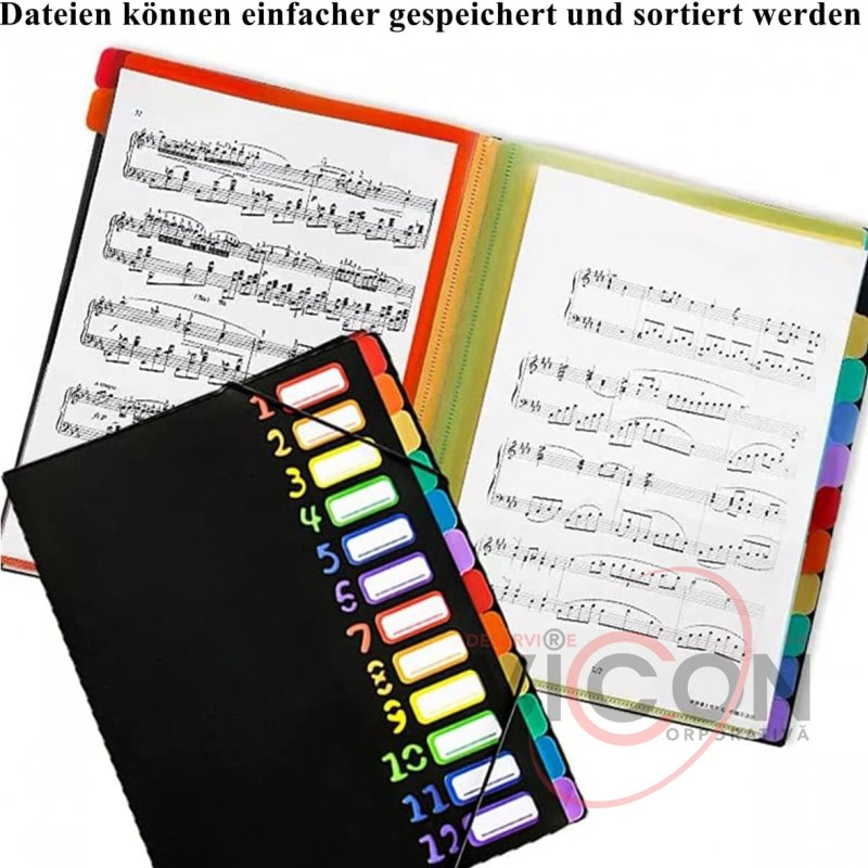 Mapă cu elastic A4 plastic, ML84-2 cu separatore 1-12