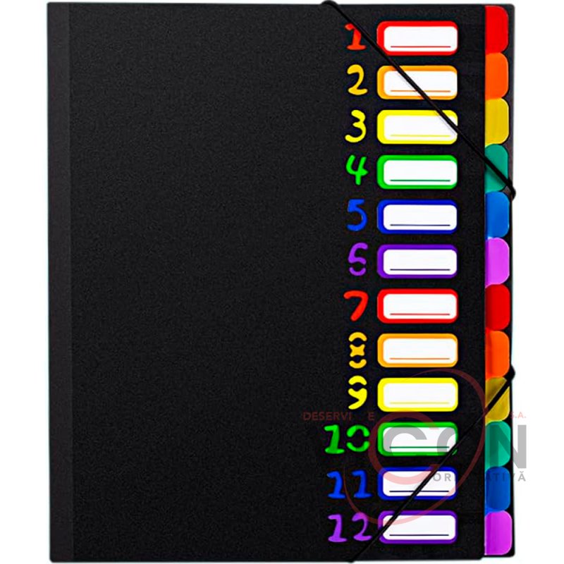 Mapă cu elastic A4 plastic, ML84-2 cu separatore 1-12