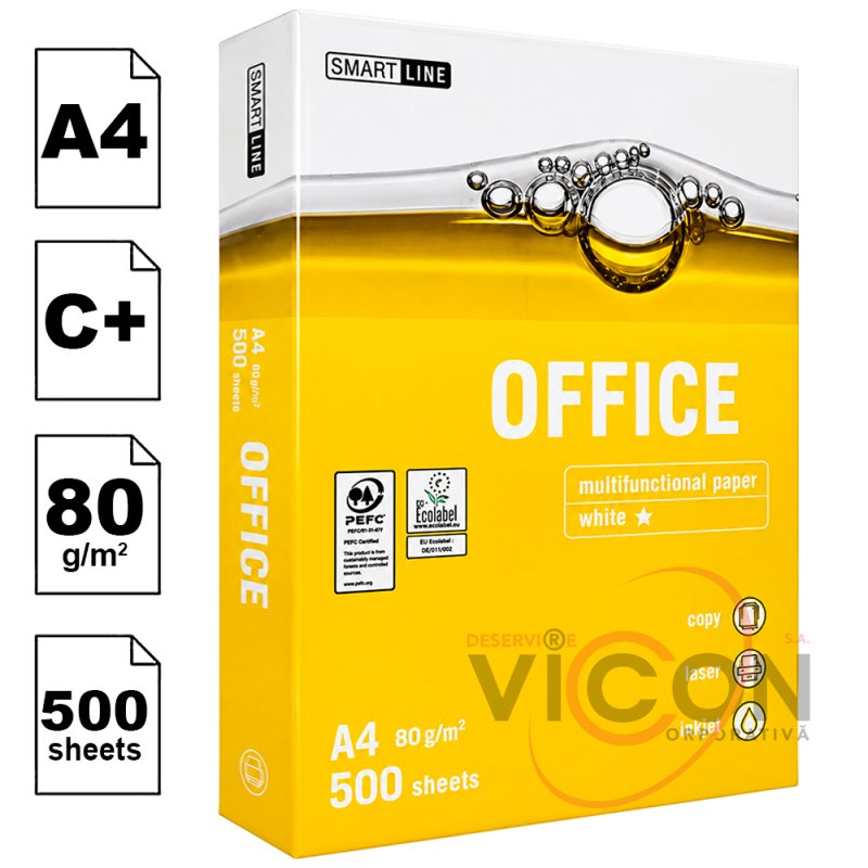 Бумага А4, OFFICE Smart Line, 500 листов, 80 г/м2, Класс С+