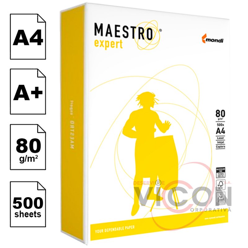 Бумага А4, 500 листов, 80 г/м2, Класс A+, MAESTRO EXPERT