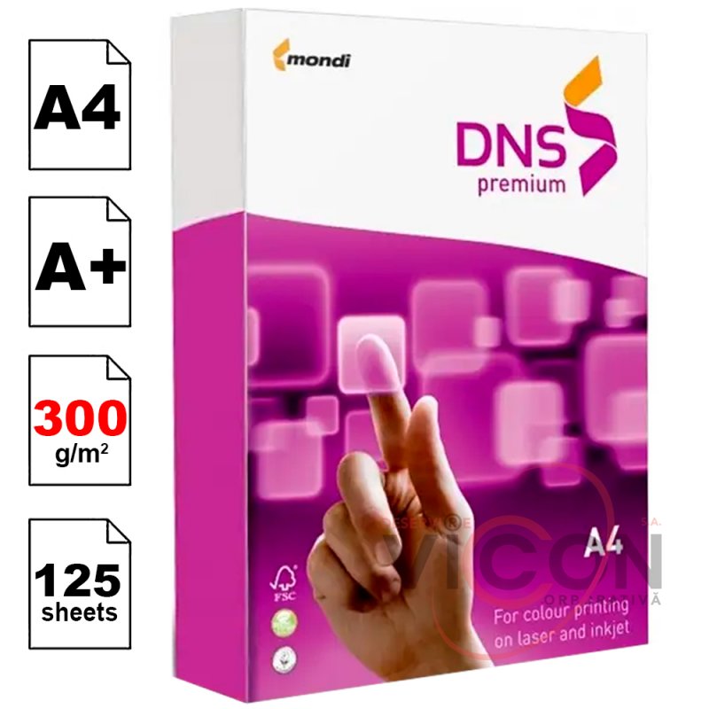 Бумага А4, 300 г/м2, 125 листов DNS Premium. A+