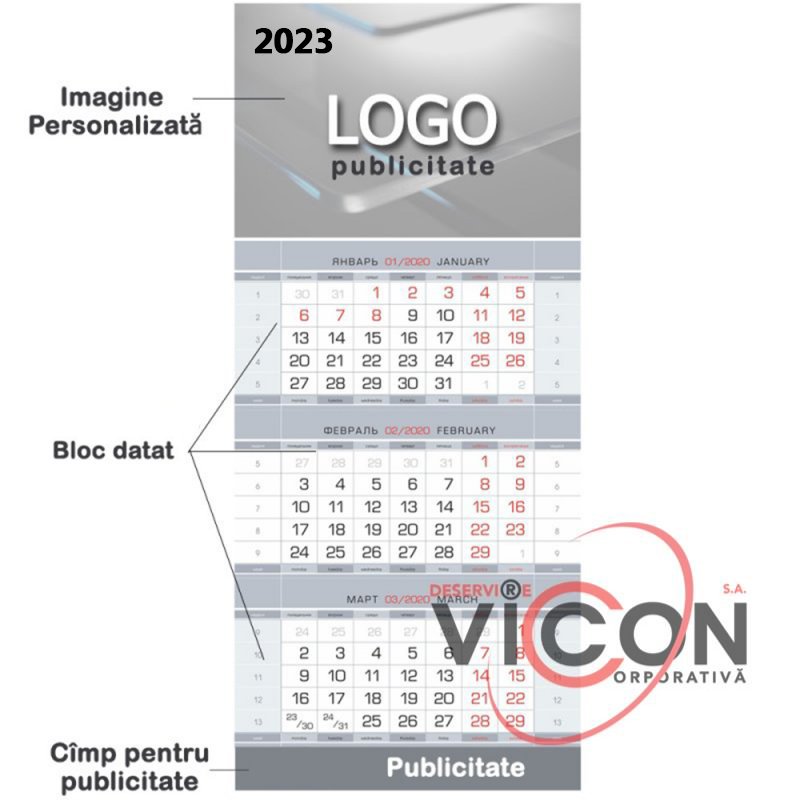 Calendar trimestrial personalizat 2023