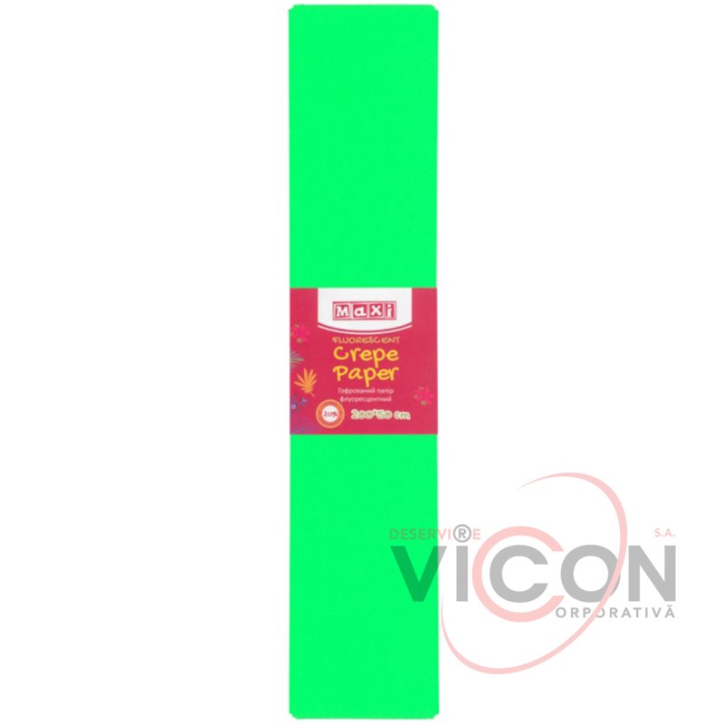 Hîrtie creponată fluorescentă, 20%, 50 х 200 cm, verde neon