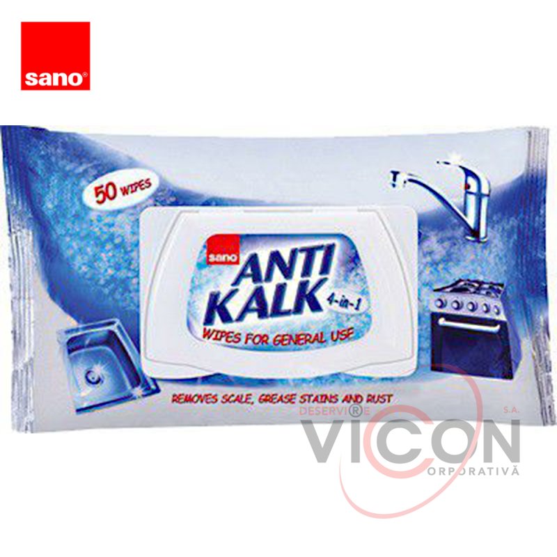 SANO ANTI KALK Universal Влажные салфетки 4 в 1 (50 шт)