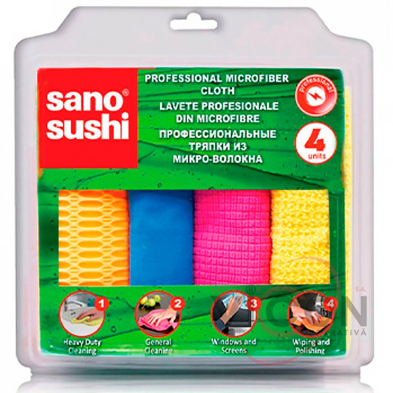 Набор профессиональных тряпок из микроволокна SANO SUSHI (4 шт) 