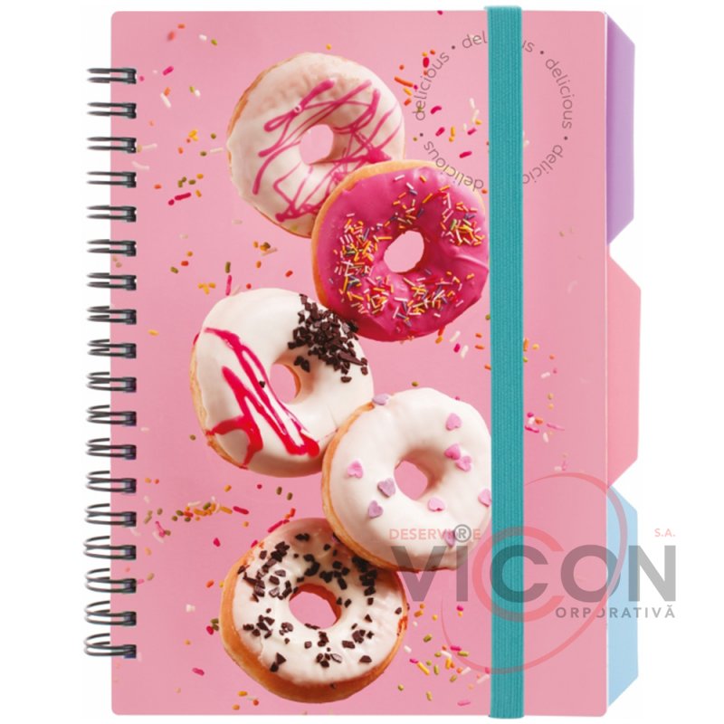 Блокнот Cupcake, B6 (122 x 177), пластиковая обложка, спираль, с разделителями, 100 листов, клетка